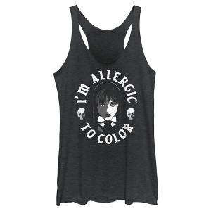 Women's Wednesday I'm Allergic to Color Skulls Racerback Tank Top - 1 of 4