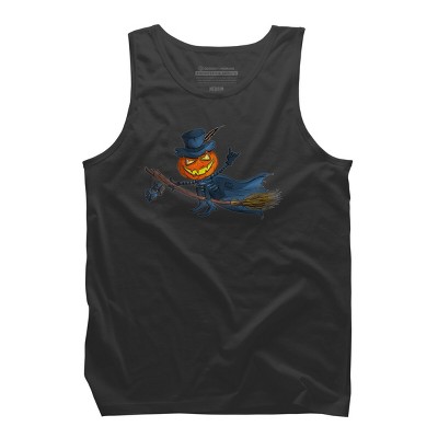 Men's Design By Humans Halloween flying pumpkin By officegeekshop Tank Top