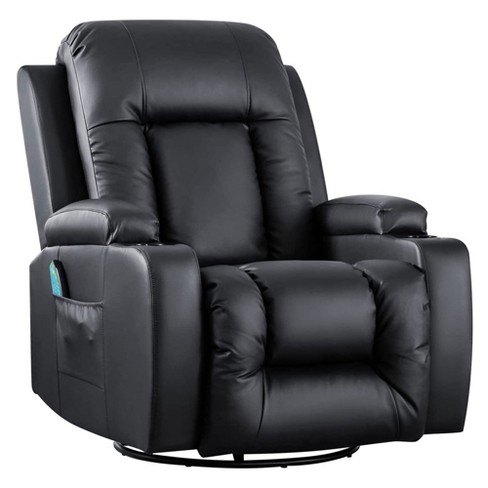 Black leather recliner online chair with cup holder