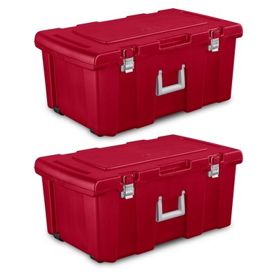 Tough Box 20GTBXBLKYW 20-Gallon Plastic Footlocker Storage Tote