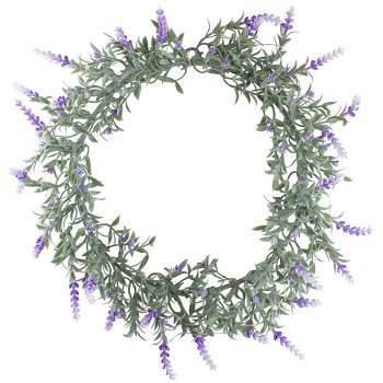 Northlight Pre-Lit Battery Operated Ombre Lavender Spring Wreath - 16" - White LED Lights