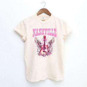 Simply Sage Market Women's Coquette Nashville Guitar Short Sleeve Garment Dyed Tee - 1 of 2