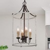 LNC Ribbon 4-Lights 12.5" Farmhouse Cylinder Mini Chandelier, Rustic Bronze and Distressed Grayish White - 2 of 4