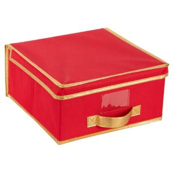 Honey-Can-Do 23 in. H Red Polyester Ornament Storage Box with Dividers,  Drawer, and Satin Bags (12-Ornaments) SFT-09191 - The Home Depot
