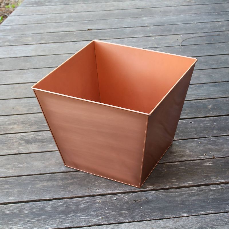 16&#34; Wide Square Copper Plated Galvanized Steel Flower Box - ACHLA Designs, 4 of 5