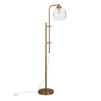 Hampton & Thyme Height-Adjustable Floor Lamp with Glass Shade