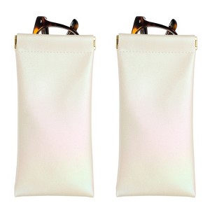 Unique Bargains Travel PU Leather Soft Squeeze Top Sunglass Pouch Organizer 2 Pcs - 1 of 4