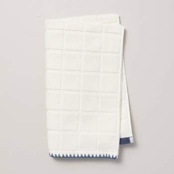 Grid Weave Terry Bath Towel Cream/Blue - Hearth & Hand™ with Magnolia
