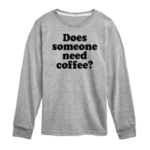 Boys' - Instant Message - Does Someone Need Coffee Long Sleeve Graphic T-Shirt - 1 of 4