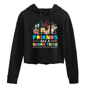 Women's - SpongeBob SquarePants - Friends Are A Shore Thing Cropped Graphic Hoodie - 1 of 4