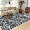 Washable Distressed Floral Print Bedroom Rugs, Retro Accent Non Slip Oriental Floor Carpet for Living Room Dining Room - 2 of 4