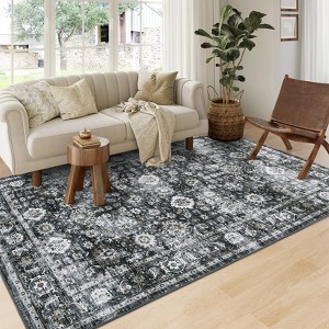 Vintage Floral Rug Washable Rug Non Slip for Living Rooms - 1 of 4