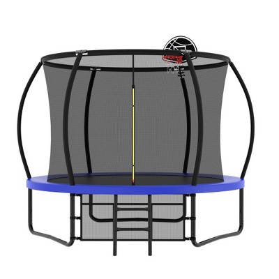 Jump Into Fun 10FT trampoline With Backboard, Basketball, Ladder,UV Resistant Spring Pad,Enclosure Net Recreational Trampoline For Kids And Adults