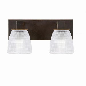 Toltec Lighting Apollo 2 - Light Vanity in  Dark Granite with 5" Clear Ribbed Shade - 1 of 1