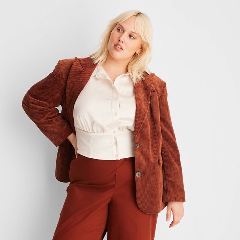 Women's plus size corduroy on sale blazer