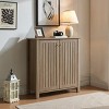 GlasFlength Shoe Racks Modern Ventilated Storage Cabinet with Simple Slatted Two Doors for Entryway Organization, Brown, 31.25"*13.25"*34.25" - 2 of 4