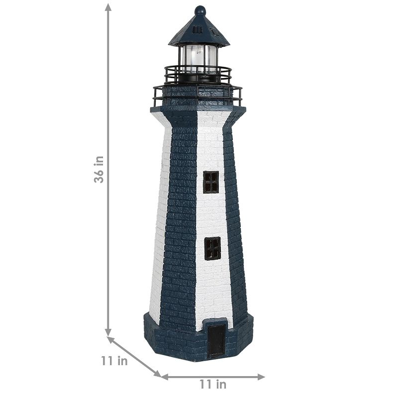 Sunnydaze Outdoor Backyard Garden Nautical Lighthouse Solar LED Pathlight Statue Figurine - 36", 4 of 13