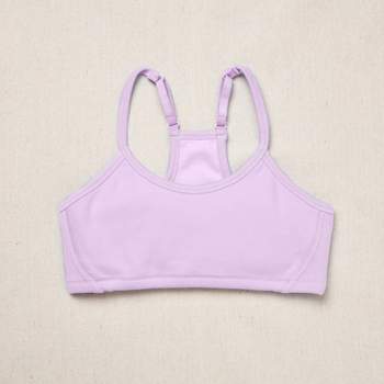Yellowberry Girls' Cotton Racerback Bra with Full Coverage and High-Quality Comfort, Lavender-Medium