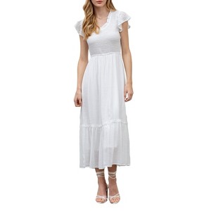 August Sky Women's Short Sleeve Smocked Midi Dress - 1 of 4