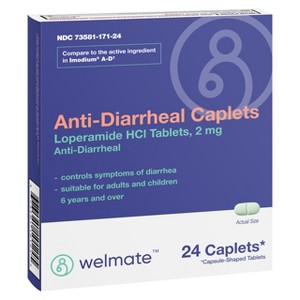 Welmate Anti-Diarrheal Loperamide HCl 2 mg Caplets 24ct - 1 of 4