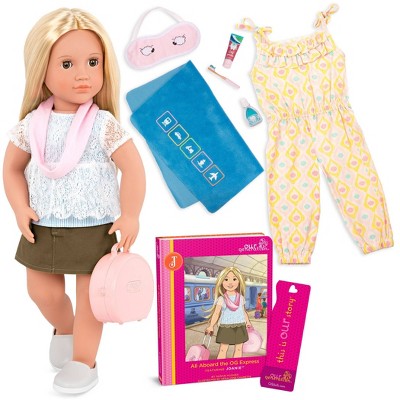 Our Generation Joanie with Storybook & Accessories 18" Posable Travel Doll