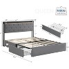 Full Size Bed Frame with 4 Storage Drawers and Charging Station, Upholstered Velvet Platform Bed Frame with Storage Headboard - 4 of 4