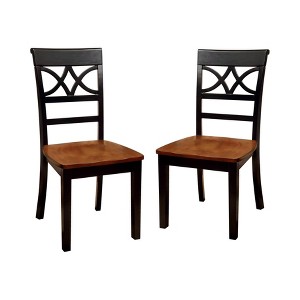 Set of 2 Lanfield Country Style Back Design Side Chair Black/Oak - ioHOMES
