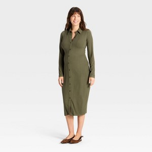 Long Sleeve Ribbed Midi Maternity A-Line Dress - Isabel Maternity by Ingrid & Isabel™ - 1 of 3
