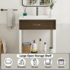Bathroom Vanity with Resin Sink, Freestanding Modern Bathroom Cabinet Set with Metal Frame and Open Storage Glass Shelf - 3 of 4