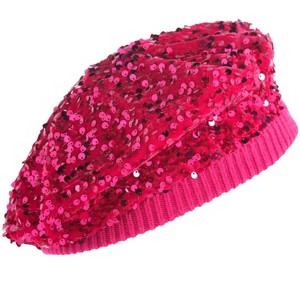 Shiraleah Magenta Sequin Beret - 1 of 3