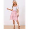 Allegra K Women's Floral Print Smocked Elastic Waist Midi Flowy Tiered Ruffle Skirt - 3 of 4