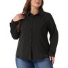 Agnes Orinda Women's Plus Size V Neck Long Sleeve Classic Fit Business Office Button Down Shirts - 2 of 4