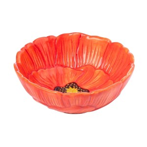 Godinger Silver 20oz Poppy Flower Cereal Bowl Red: Dolomite, Floral Pattern, Round, Hand Wash, 6.5" Diameter - 1 of 2