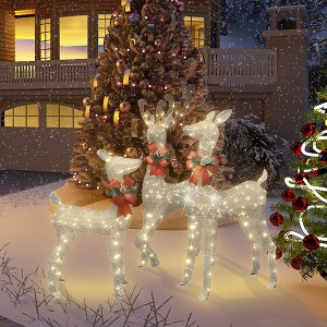 Hooseng 3 Pieces Reindeer Family Set, Christmas Lighted Deer 3, 4, 5ft, Xmas Decoration Set with 230 LED Lights, 12 Ground Stakes and 30 Zip Ties - 1 of 4