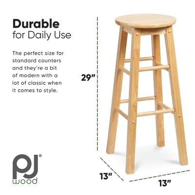 PJ Wood 29-Inch Tall Natural Backless Bar Stools, Set of 2