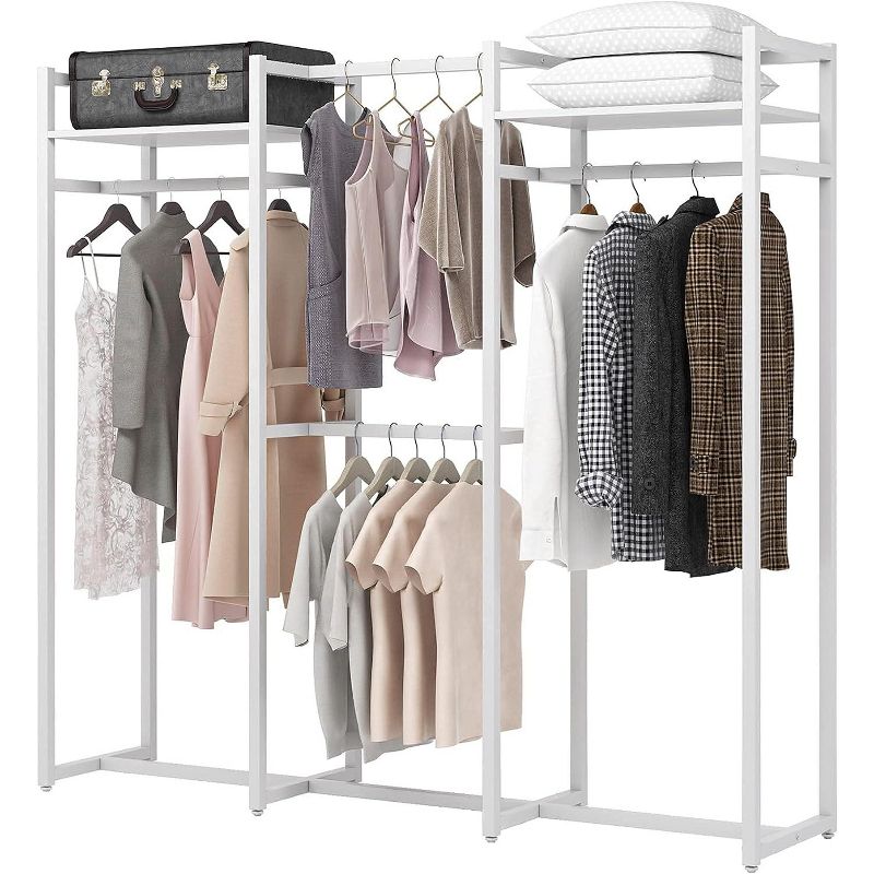 Tribesigns Garment Rack, Free Standing Closet Organizer with Shelves and Hanging Rod, Large Metal Clothing Rack for Hallway, Bedroom, 1 of 9