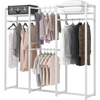 Tribesigns Garment Rack, Free Standing Closet Organizer with Shelves and Hanging Rod, Large Metal Clothing Rack for Hallway, Bedroom