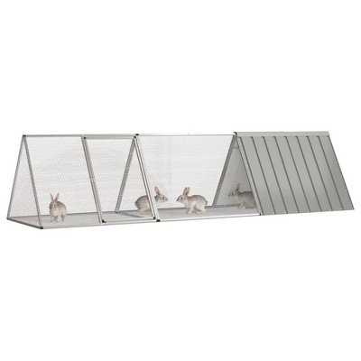 vidaXL Rabbit Cage Anthracite Galvanized Steel Large Rabbit Cage - Gray 119.1" x 31.7" x 28"