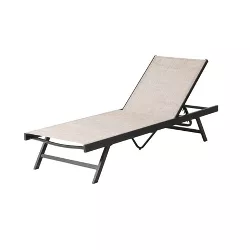 Outdoor Aluminum Adjustable Chaise Lounge Chair - Beige - Crestlive Products