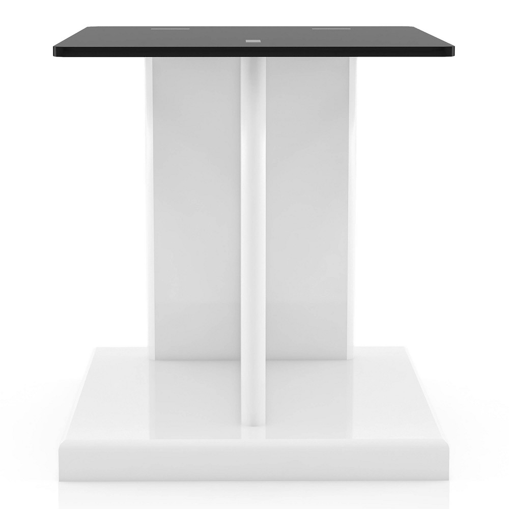 Montreaux Tempered Glass Top End Table White - miBasics: Mid-Century Modern, Square, MDF Frame, 50 lb Capacity