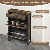 Resenkos Slim Shoe Cabinet with 2 Flip Drawers &1 Drawer, Freestanding Shoe Rack Storage Cabinet Organizer for Entrance Hallway, - 4 of 4