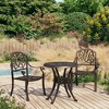 vidaXL Bistro Set Patio Table and Chair Bistro Table Outdoor Cast Aluminum - Bronze 2 Items - 2 of 4
