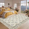 Washable Large Vintage Floral Rug - Water Resistant Non-Slip Low Pile Soft Carpet for Living Room Bedroom Farmhouse Dining Room Kids Playroom - 2 of 4