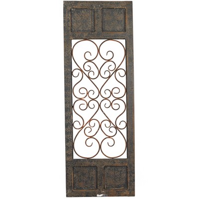 57" Traditional Fir Wood and Iron Heart Scrollwork Wall Panel - Olivia & May