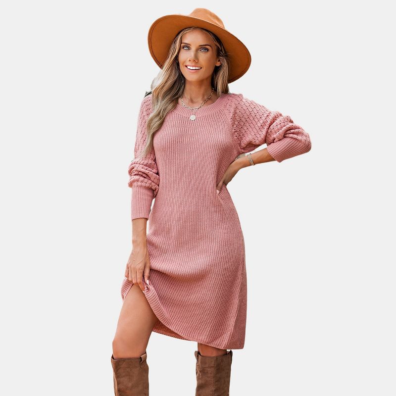 Women's Blush Pink Textured Mini Sweater Dress - Cupshe, 1 of 8