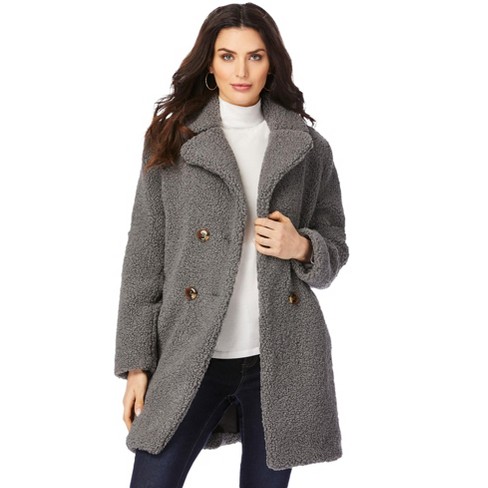 Hooded Textured Fleece Coat