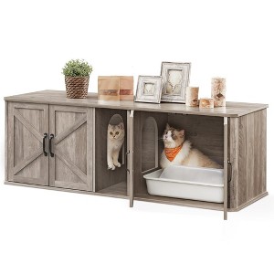 Feandrea Double Cat Litter Box Enclosure, Cat Litter Box Furniture Hidden, Front Entry, Cat House, Side End Table, TV Stand - 1 of 4