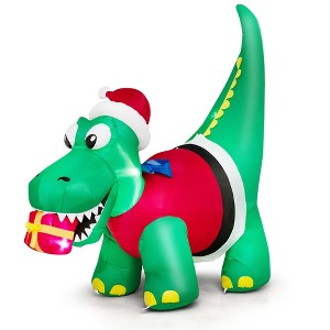 Gymax 6FT Inflatable Holiday Dinosaur with LED Lighting Gift Box and Built-in Blower-Ideal for Yard Parties - 1 of 1