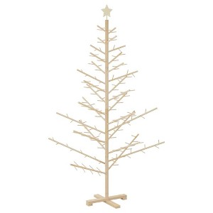 vidaXL Wooden Christmas Tree with Stand Natural 70.9" Solid pine wood - 1 of 4