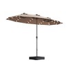 PAGED 15FT Rectangle Patio Umbrella with LED Lights Double Sided Market Umbrella with Base, Crank and 12 Steel Ribs for Garden - 3 of 4